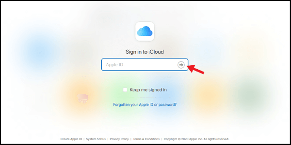 Mở iCloud.com và đăng nhập bằng Apple ID