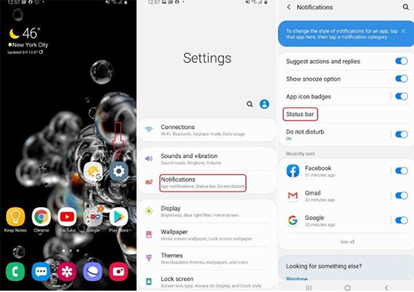 Cách hiển thị phần trăm pin trên Samsung