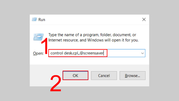 Nhập lệnh control desk.cpl,,@screensaver