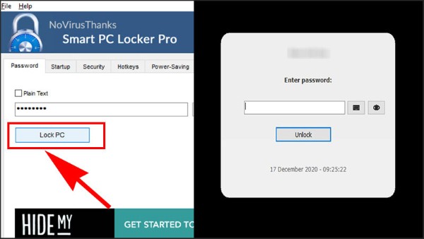 Chọn Lock PC để khóa màn hình