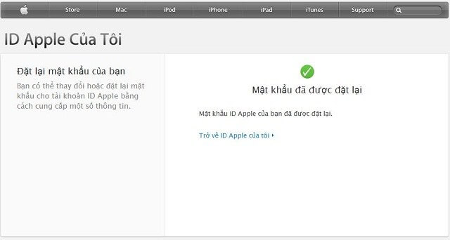 Và bạn đã lấy lại được mật khẩu ID Apple