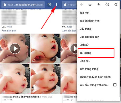 Tải video Facebook trên Android bằng Chrome (1) Tải video Facebook trên Android bằng Chrome (1)