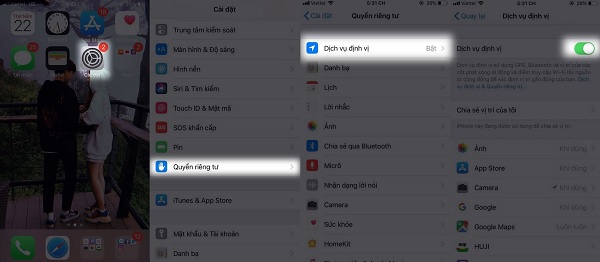 Tắt định vị trên iPhone