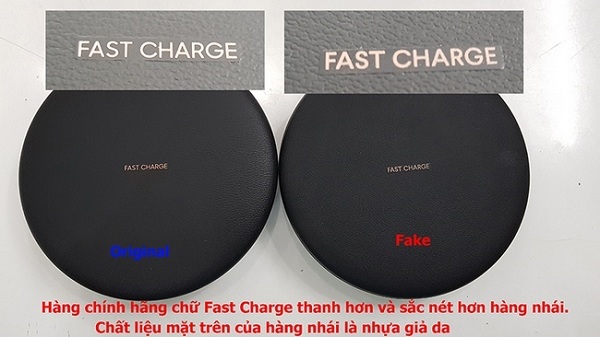 Phân biệt sạc không dây Samsung chính hãng qua chất liệu