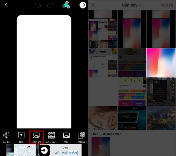 Trong mục Thêm ảnh, chọn ảnh mà bạn muốn làm hình nền