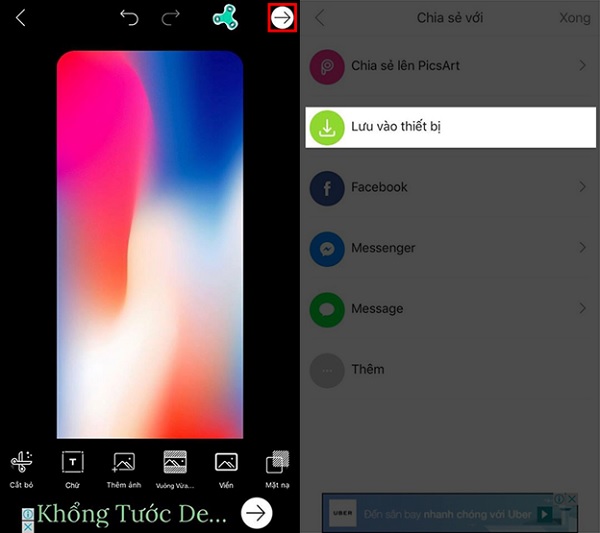 Chọn Lưu vào thiết bị sau khi hoàn tất các bước