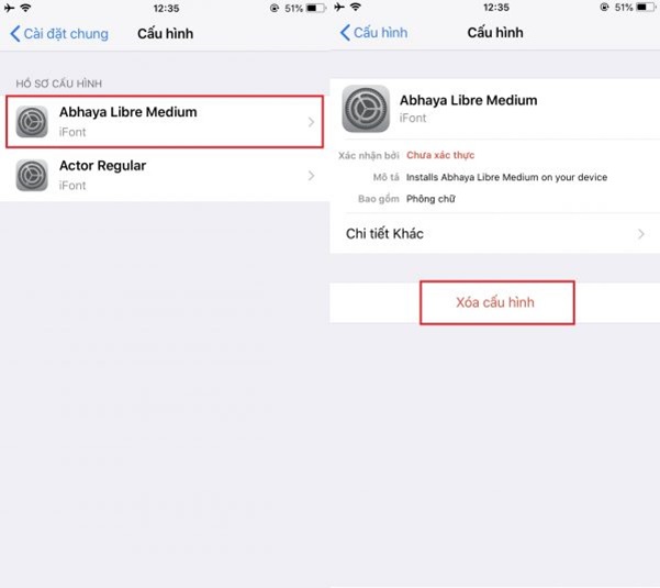Thao tác cuối để cài đặt hoặc xoá font chữ
