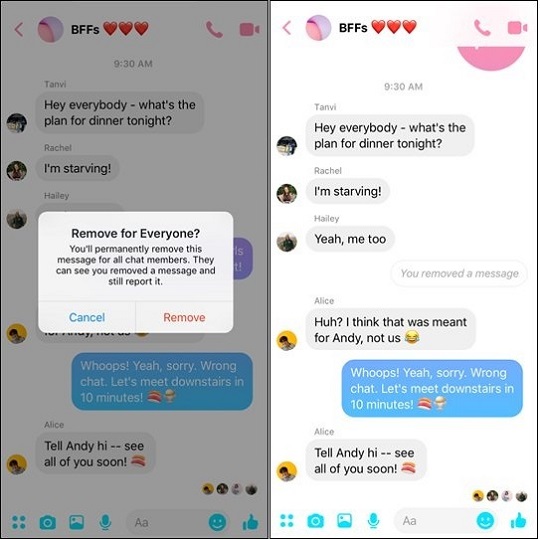 Cách thu hồi tin nhắn Facebook Messenger trên iOS – bước 2