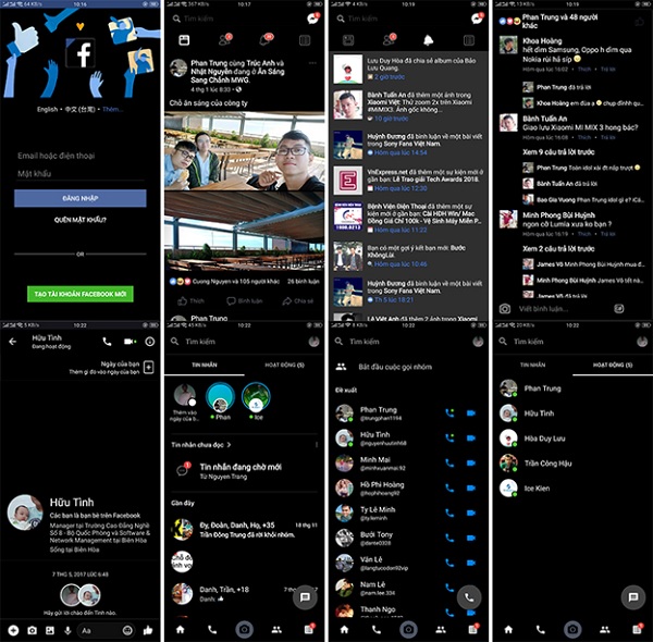 Hình ảnh Facebook và Facebook Messenger phiên bản bảo vệ mắt trên điện thoại Android
