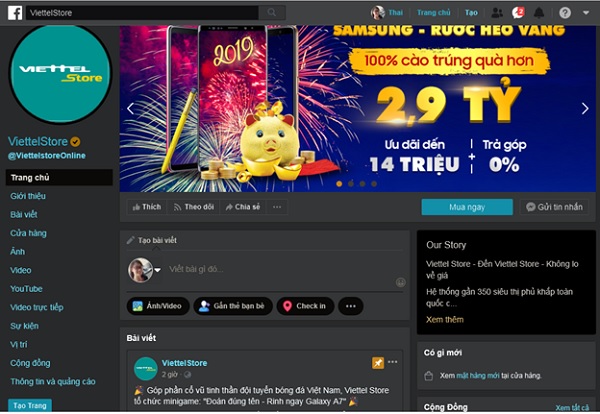 Giao diện Facebook chuyển sang màu đen sau khi đã cài đặt