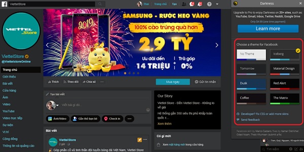 Chọn "No theme" ở biểu tượng mặt trăng nếu muốn trở về giao diện cũ