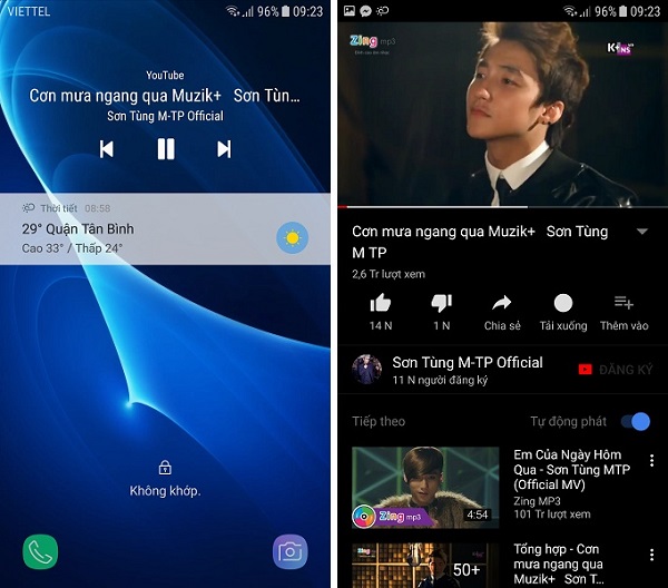 YouTube tắt màn hình
