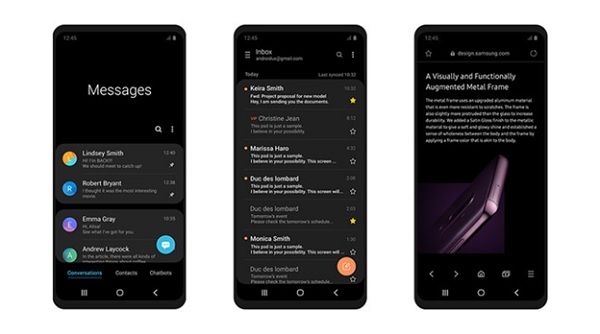 Giao diện One UI có chế độ ban đêm với nhiều chủ đề khác nhau