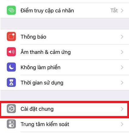 Tiếp đến là Cài đặt chung