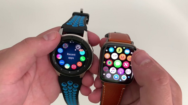 So sánh Samsung Galaxy Watch(trái) và Apple Watch Series 4(phải)