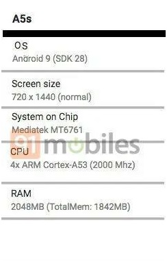 Thông số Lenovo A5s Thông số Lenovo A5s