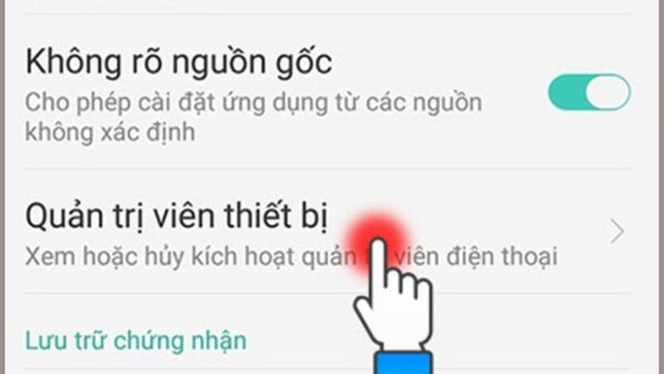 Chọn “Quản trị viên thiết bị”