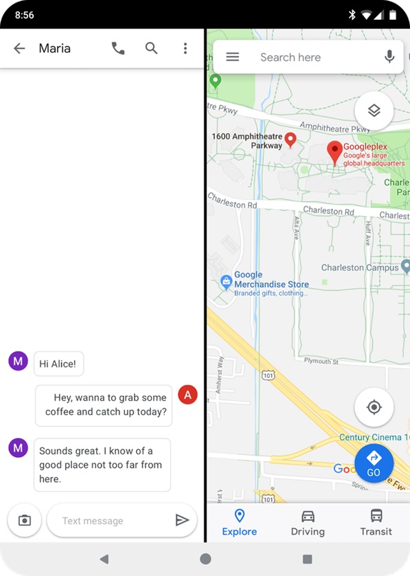 Mô phỏng sự hỗ trợ smartphone màn hình gập của Android Q Mô phỏng sự hỗ trợ smartphone màn hình gập của Android Q