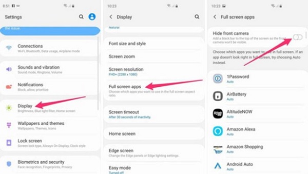 Cách ẩn camera đục lỗ trên Galaxy S10 và S10+ Cách ẩn camera đục lỗ trên Galaxy S10 và S10+