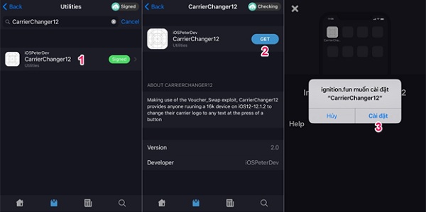 Cài đặt CarrierChanger12 để thay đổi tên và logo nhà mạng trên iOS 12 Cài đặt CarrierChanger12 để thay đổi tên và logo nhà mạng trên iOS 12