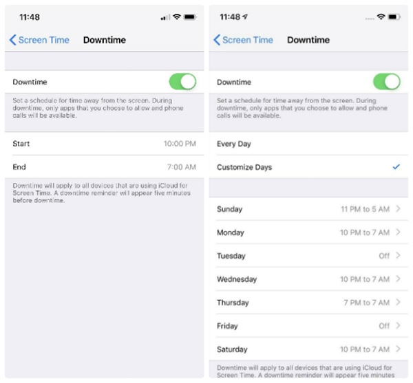 Cho phép tùy chỉnh downtime mỗi ngày