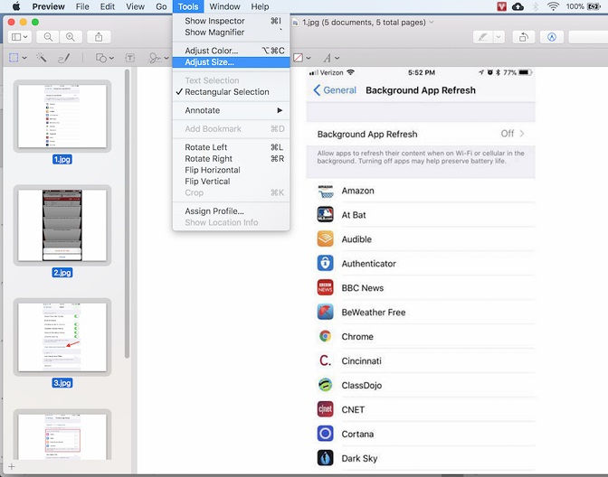 Chỉnh sửa kích thước ảnh trên ứng dụng Preview