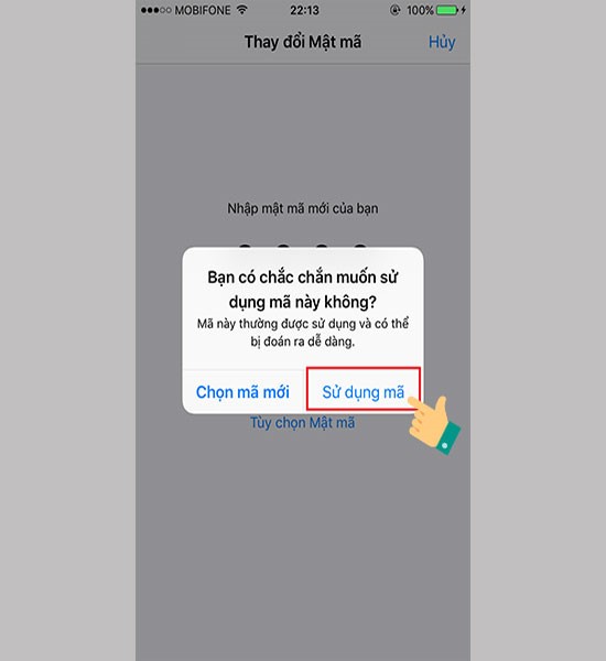Xác nhận lại việc sử dụng mật mã mới