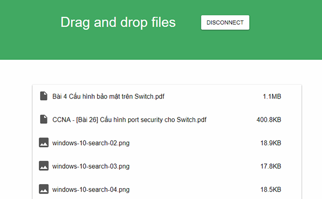 Kéo và thả dữ liệu vào cửa sổ Portal, ứng dụng sẽ tự động xuất hiện trên điện thoại