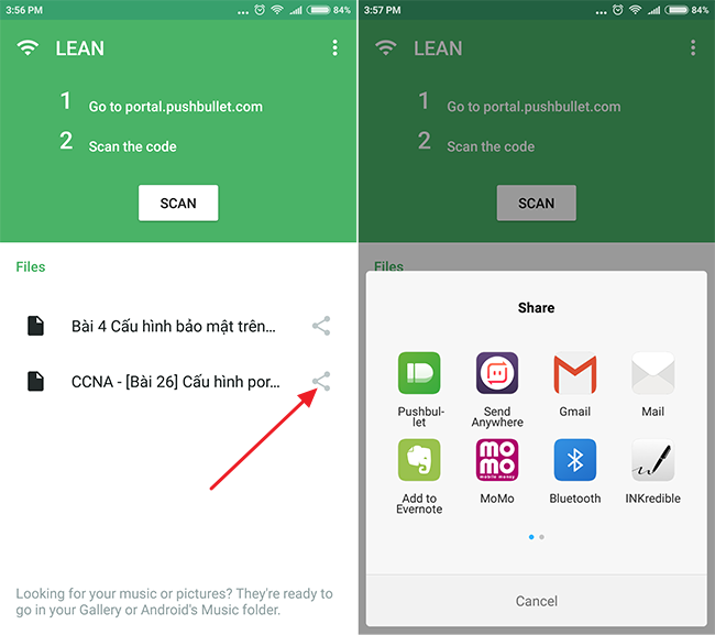 Bạn có thể mở hoặc chia sẻ file dữ liệu thông qua nút chia sẻ