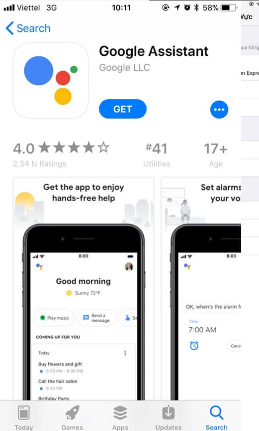 Tải Google Assistant trong Apple Store
