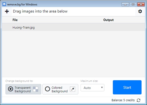 Kiểm tra lại thông tin tên ảnh cần tách > Nhấn “Start” để bắt đầu thực hiện