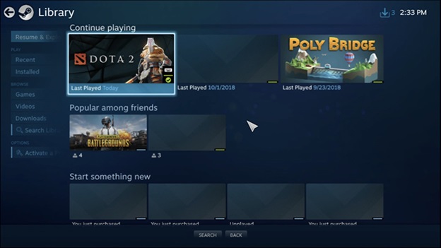 Một số tựa game trong Steam Link