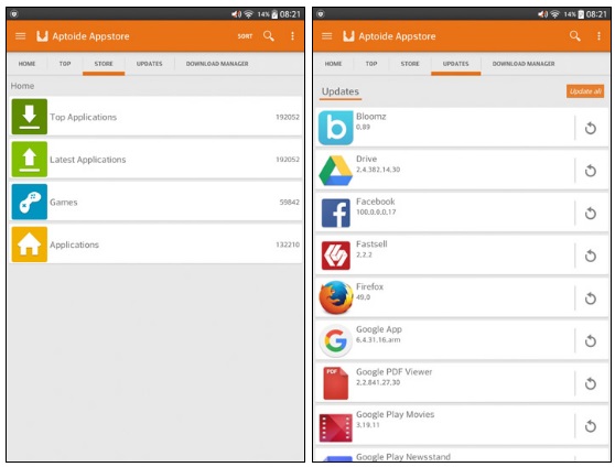 Aptoide giúp quản lý update các ứng dụng trên smartphone