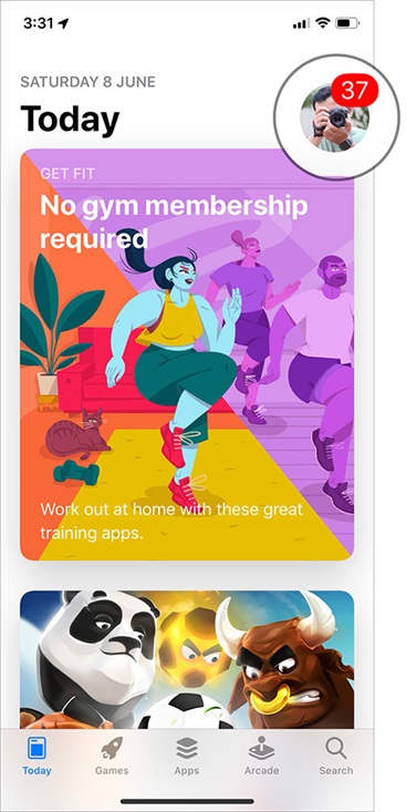 Nhấn vào ảnh đại diện ở phía trên góc phải của màn hình