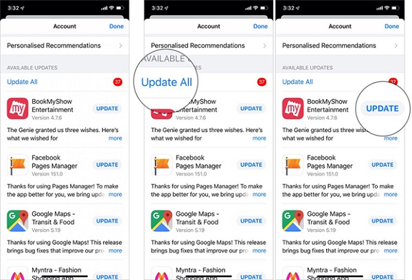 Cuộn xuống dưới đến mục Available Updates để chọn cách cập nhật