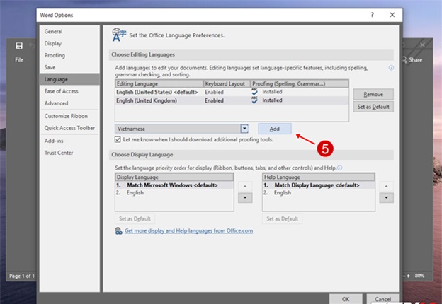 Nhấn Add sau khi hoàn tất lựa chọn
