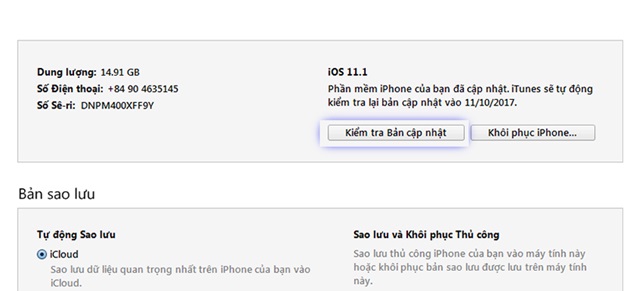 Kiểm tra bản cập nhật và chọn mở bản iOS vừa tải về