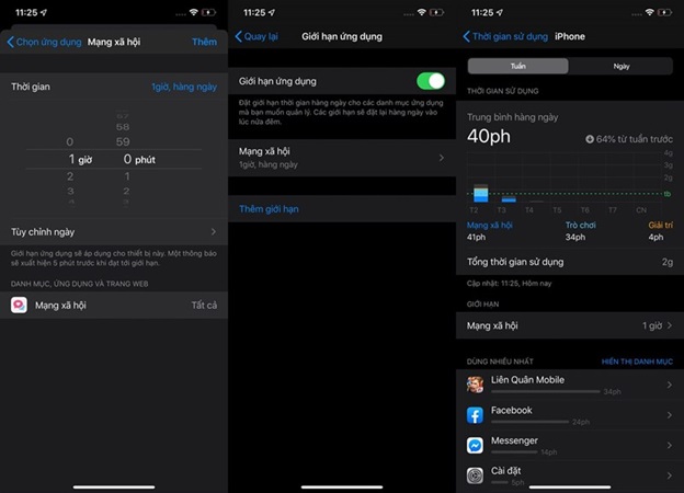 Chọn thời gian muốn giới hạn