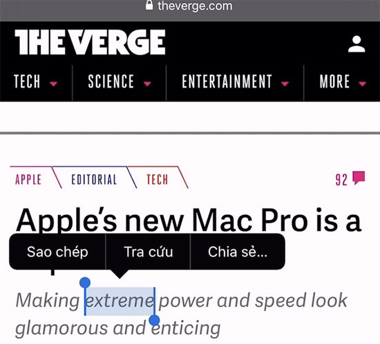 Bôi đen từ cần tra và bấm vào mục ‘Tra cứu’