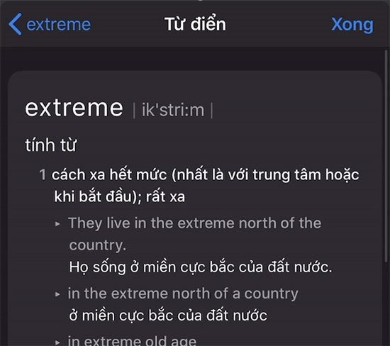 Nghĩa tra từ điển trên iOS 13 - Màn hình 2
