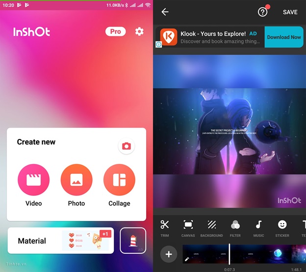 InShot là ứng dụng chỉnh sửa video thông thường và được cung cấp thêm tính năng chỉnh sửa hình ảnh