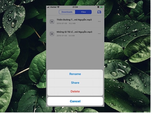 Để đưa tập tin này về iPhone, click  biểu tượng 3 chấm “…” ở góc phải và chọn “Share”