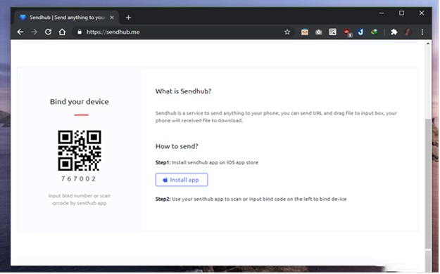 Bước 3: Mở trình duyệt web trên máy tính và truy cập sendhub.me