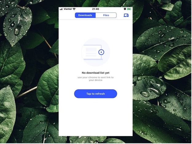 Giao diện Sendhub trên iPhone khi kết nối thành công sẽ tự động chuyển sang mục quản lý dữ liệu