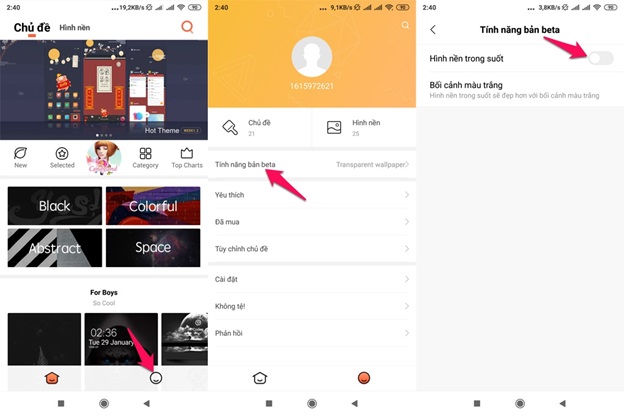 Mở ứng dụng MIUI Theme App để cài đặt các thiết lập