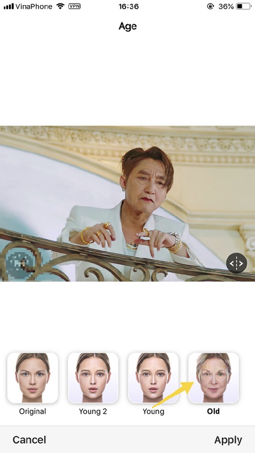 Ảnh sau khi đã chọn chế độ Age