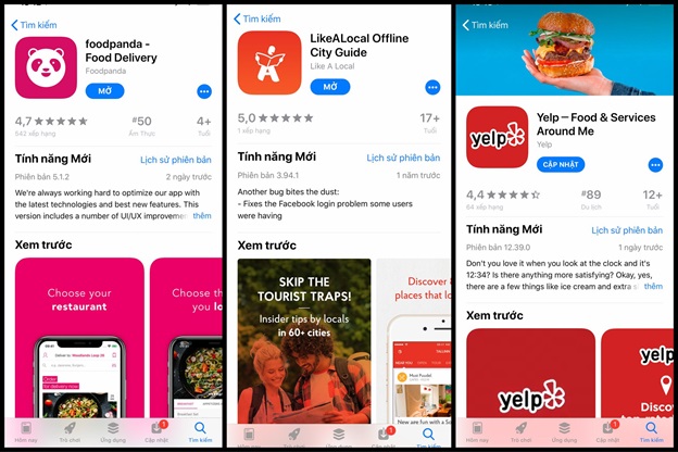 Một số ứng dụng tìm địa chỉ quán ăn