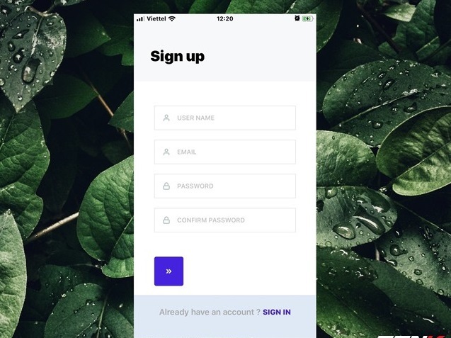 Giao diện đăng ký tài khoản mới