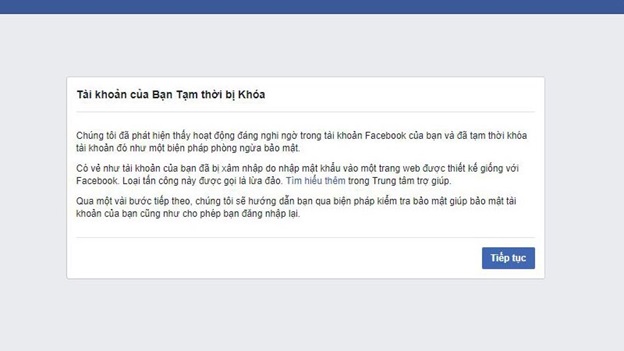 Một tài khoản Facebook khi bị Checkpoint