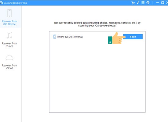 Nhấn Scan để bắt đầu quá trình quét dữ liệu